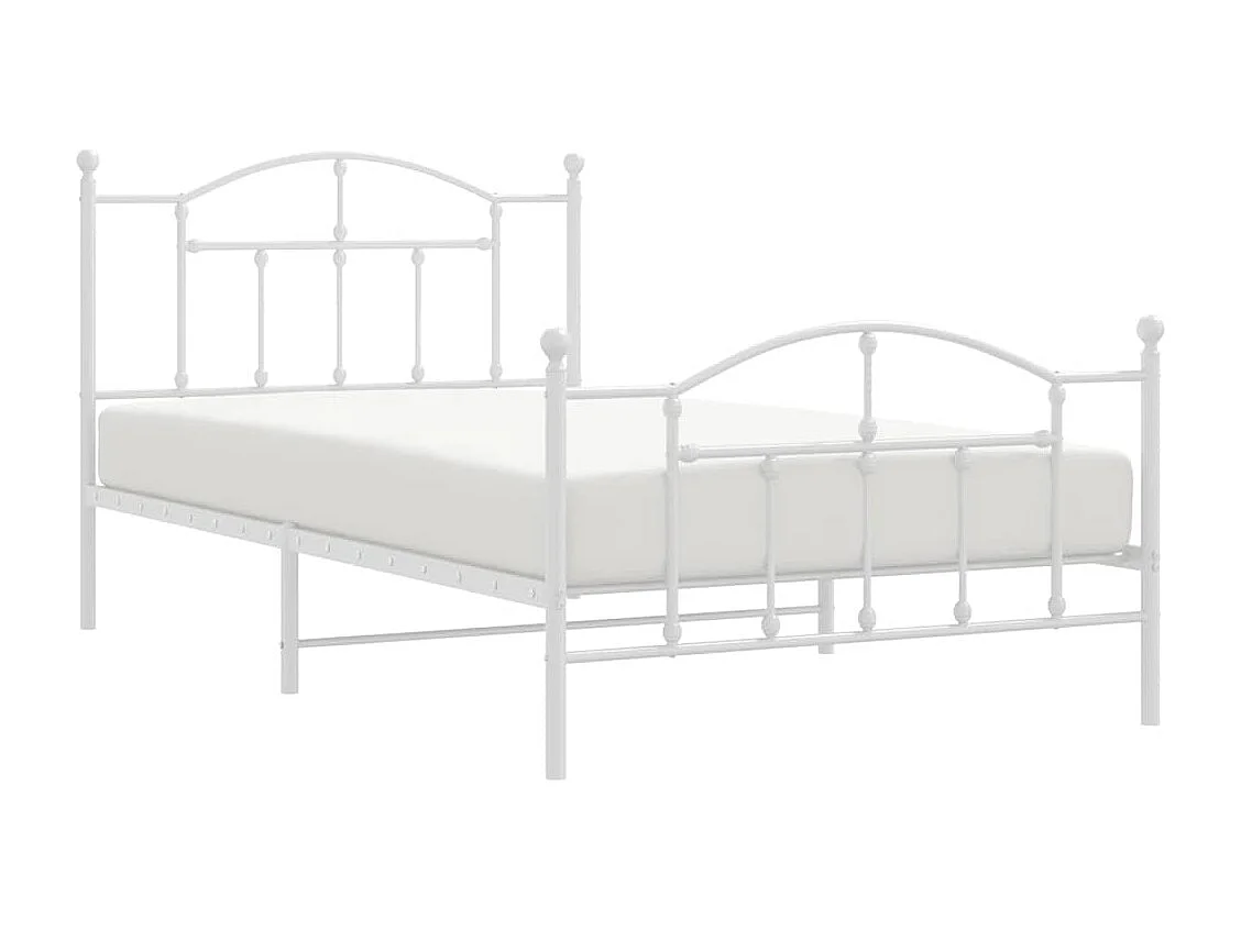 Estrutura de cama com cabeceira e pés 100x200 cm metal branco