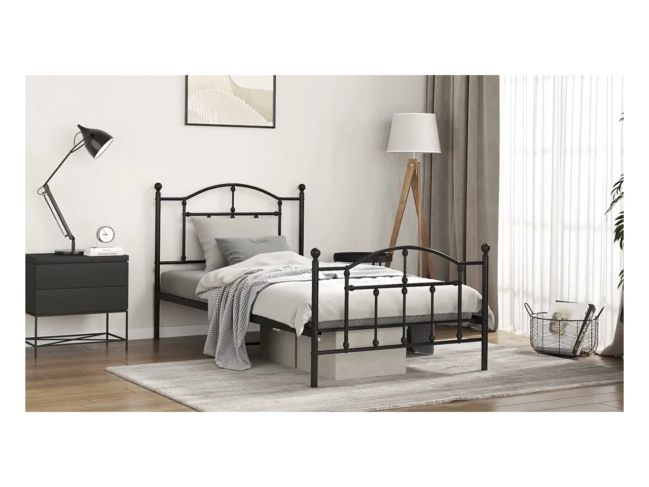 Estructura cama sin colchón con estribo metal blanco 100x200 cm