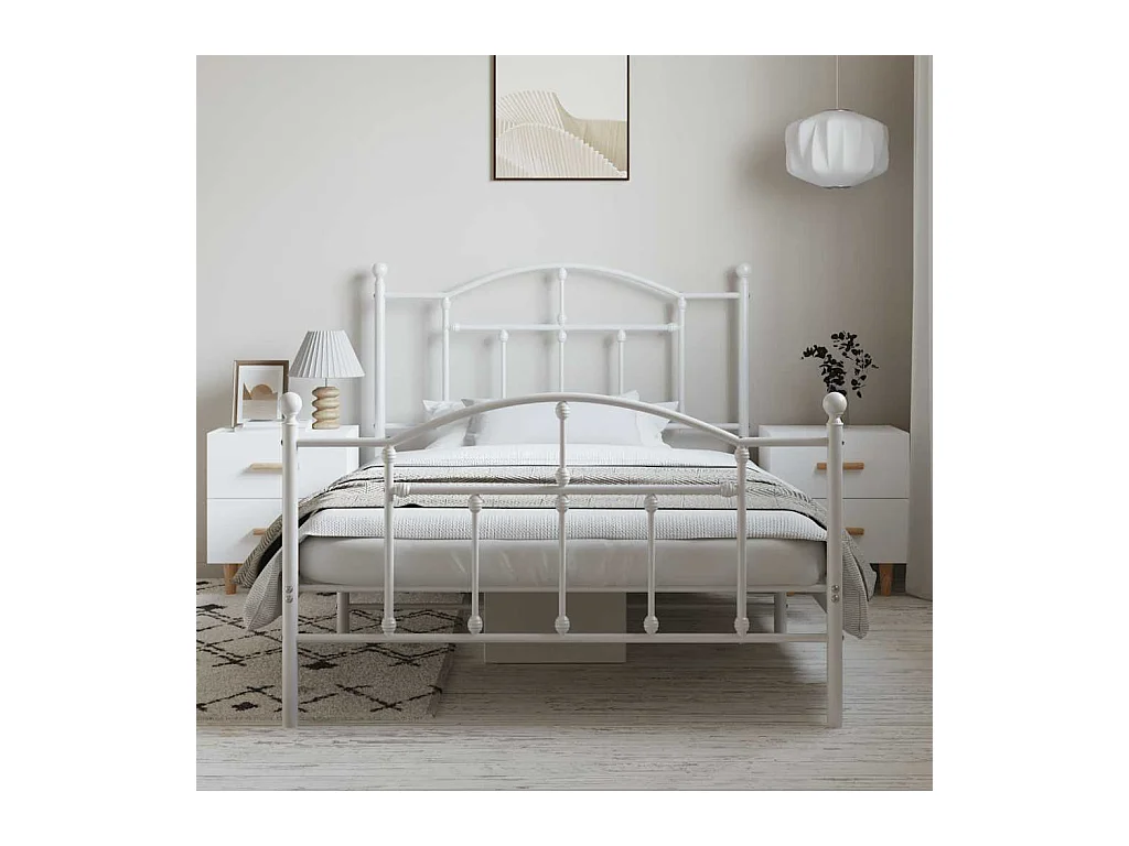 Estructura cama sin colchón con estribo metal blanco 100x200 cm