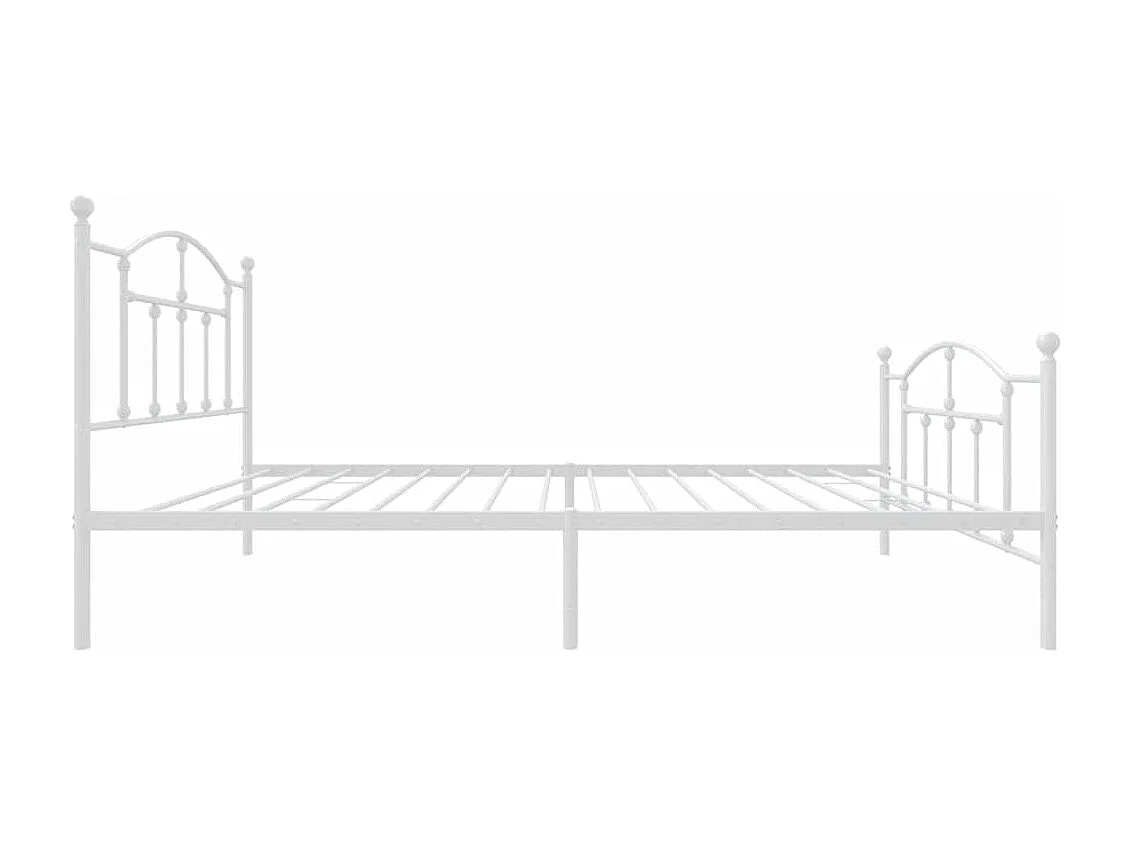 Cadre de lit métal sans matelas et pied de lit blanc 100x200 cm