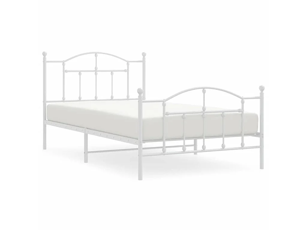 Giroletto con Testiera e Pediera Metallo Bianco 100x200 cm