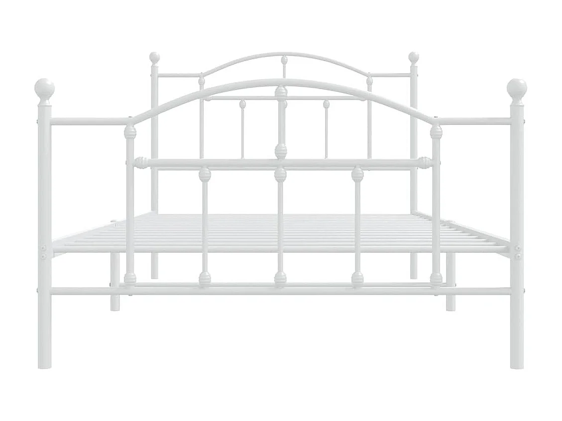 Giroletto con Testiera e Pediera Metallo Bianco 100x200 cm