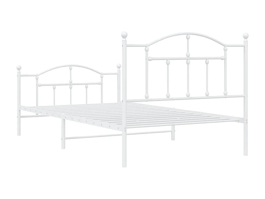 Giroletto con Testiera e Pediera Metallo Bianco 100x200 cm