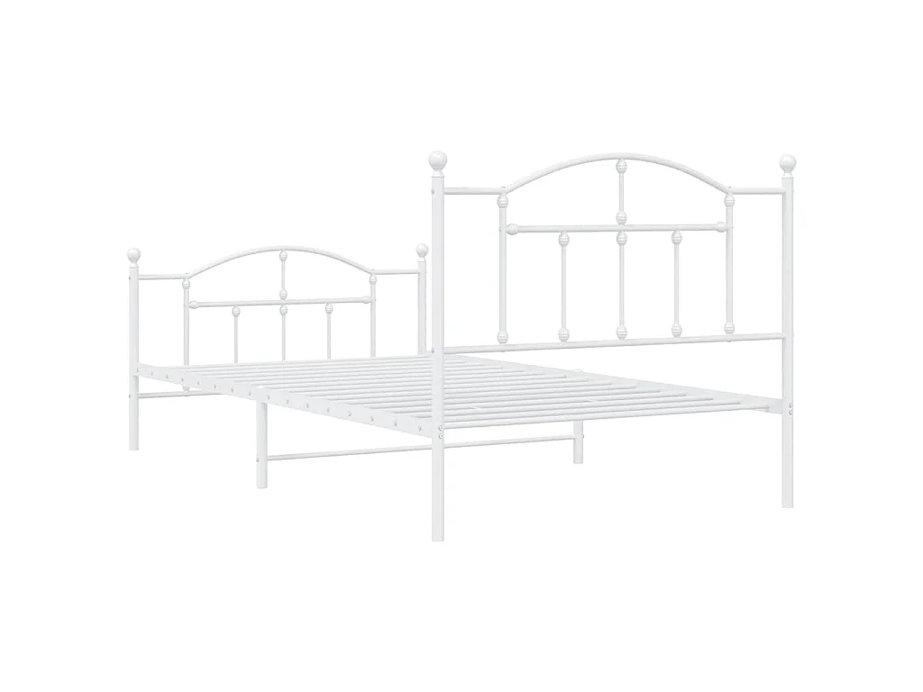 Cadre de lit métal sans matelas et pied de lit blanc 100x200 cm