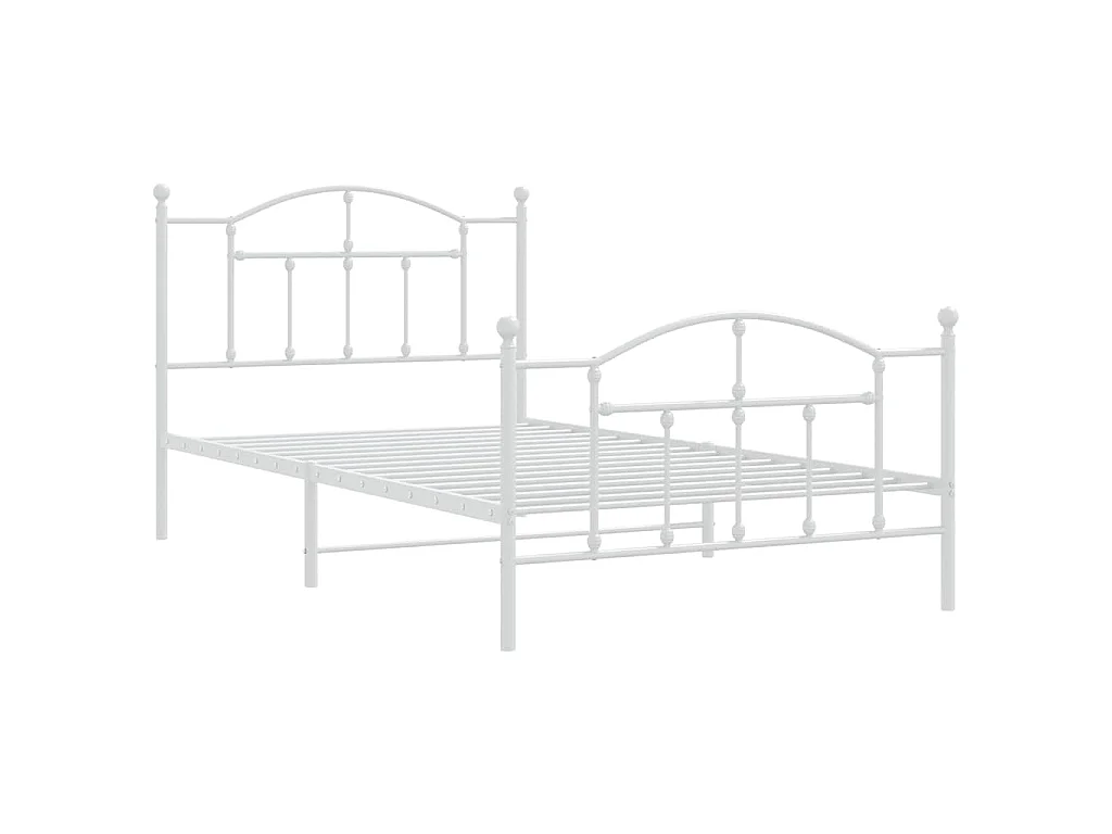 Cadre de lit métal sans matelas et pied de lit blanc 100x200 cm