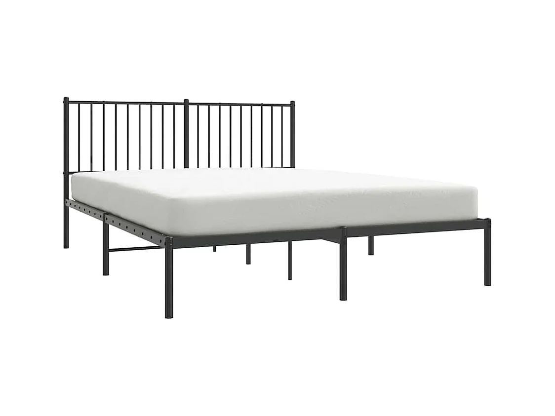 Cadre de lit métal sans matelas avec tête de lit noir 150x200cm