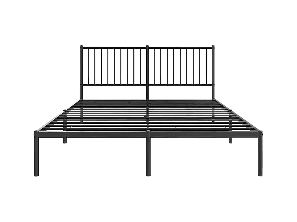 Cadre de lit métal sans matelas avec tête de lit noir 150x200cm