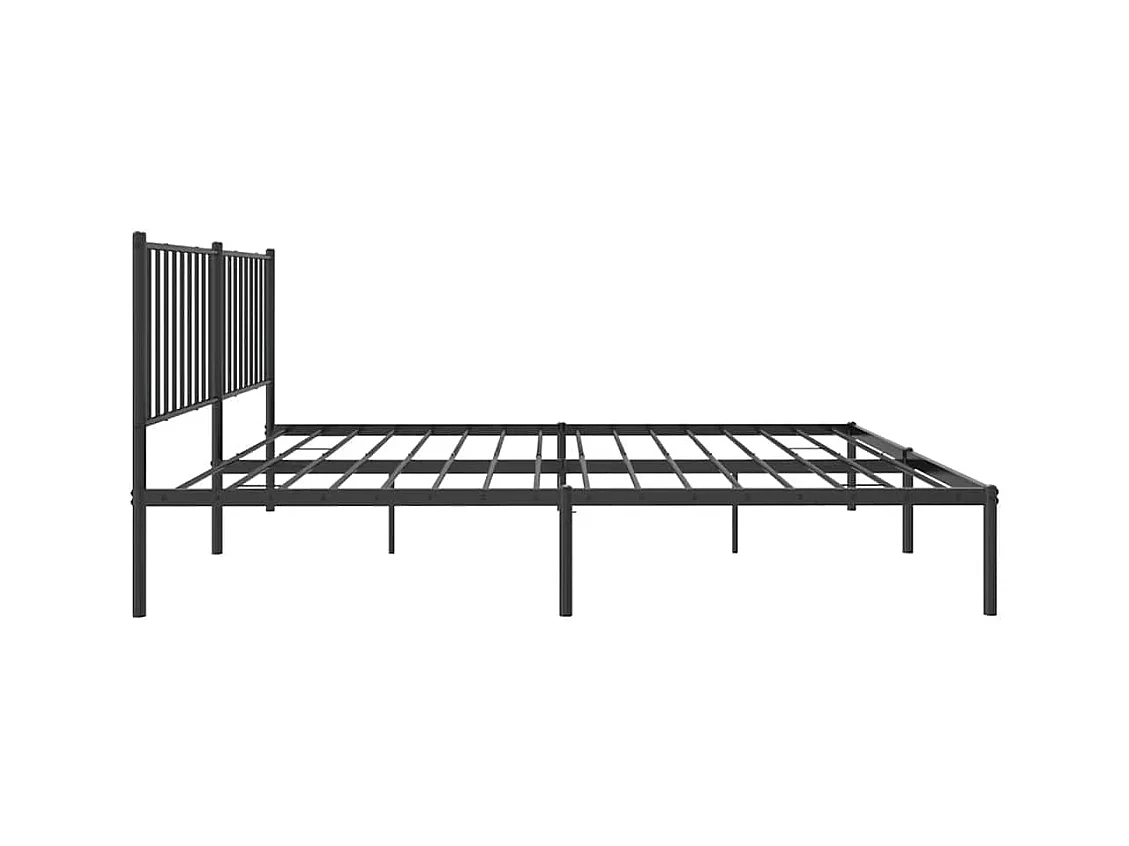 Cadre de lit métal sans matelas avec tête de lit noir 150x200cm