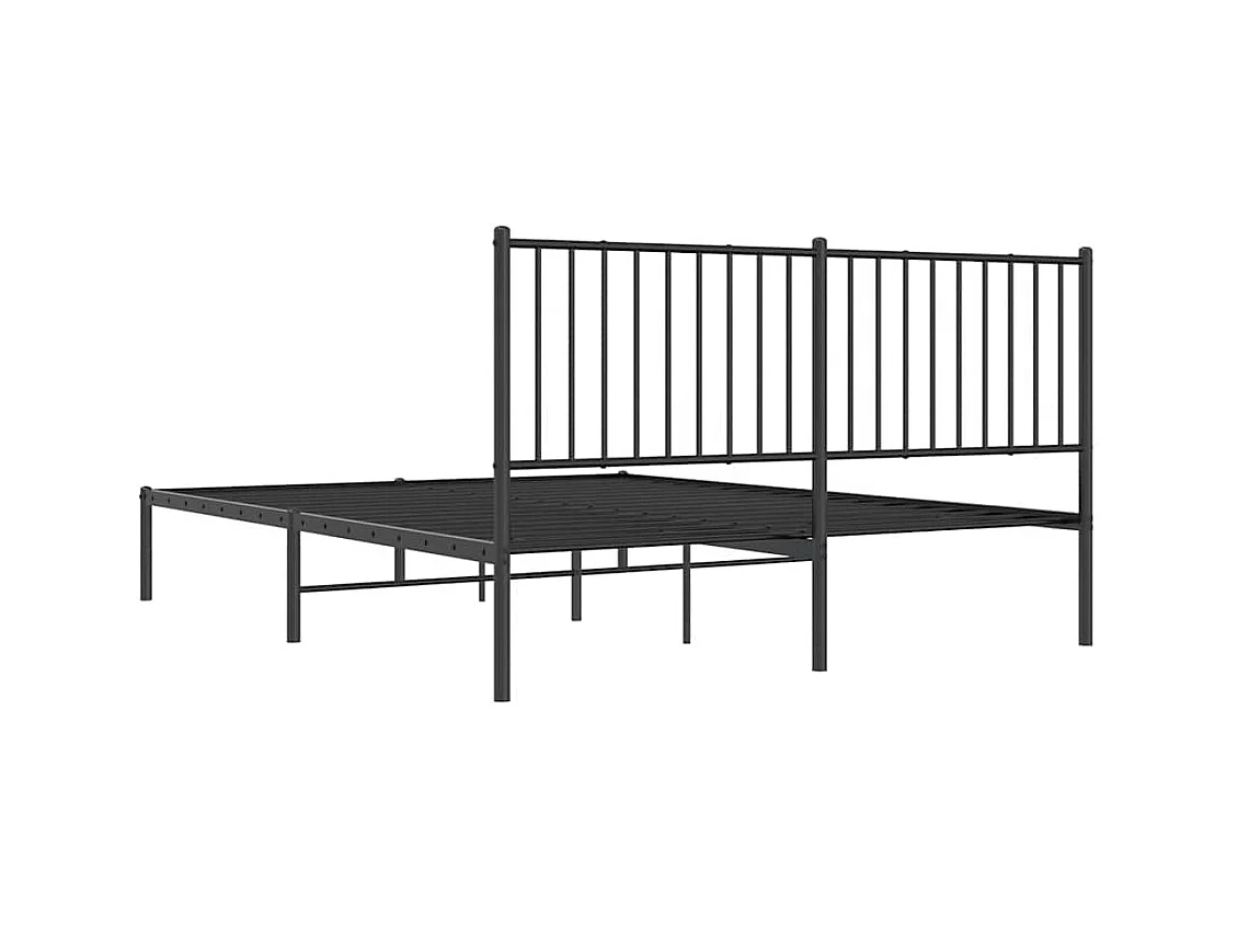 Cadre de lit métal sans matelas avec tête de lit noir 150x200cm