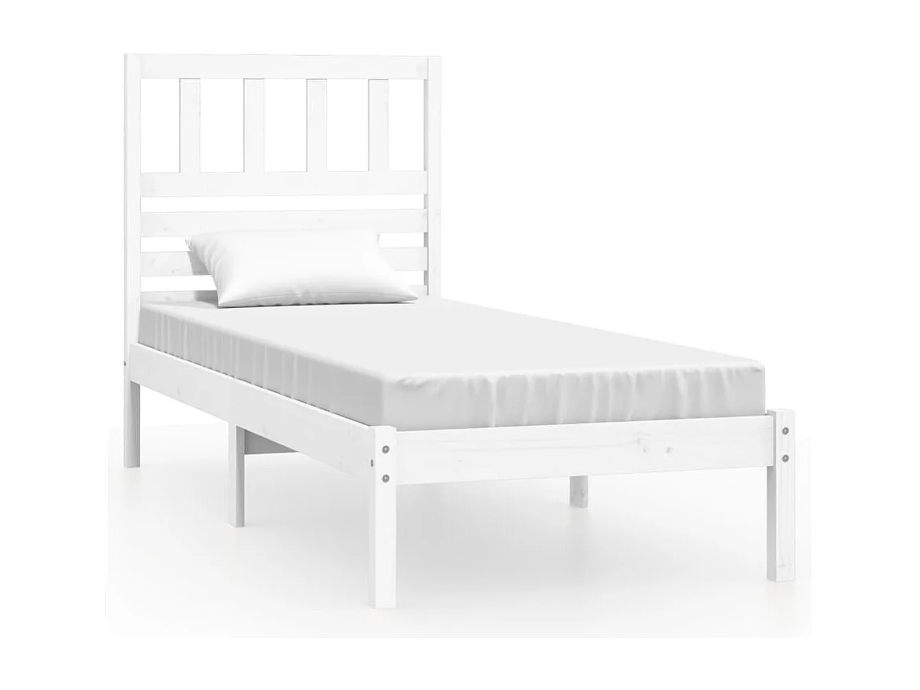 Bedframe zonder matras massief grenenhout wit 75x190 cm