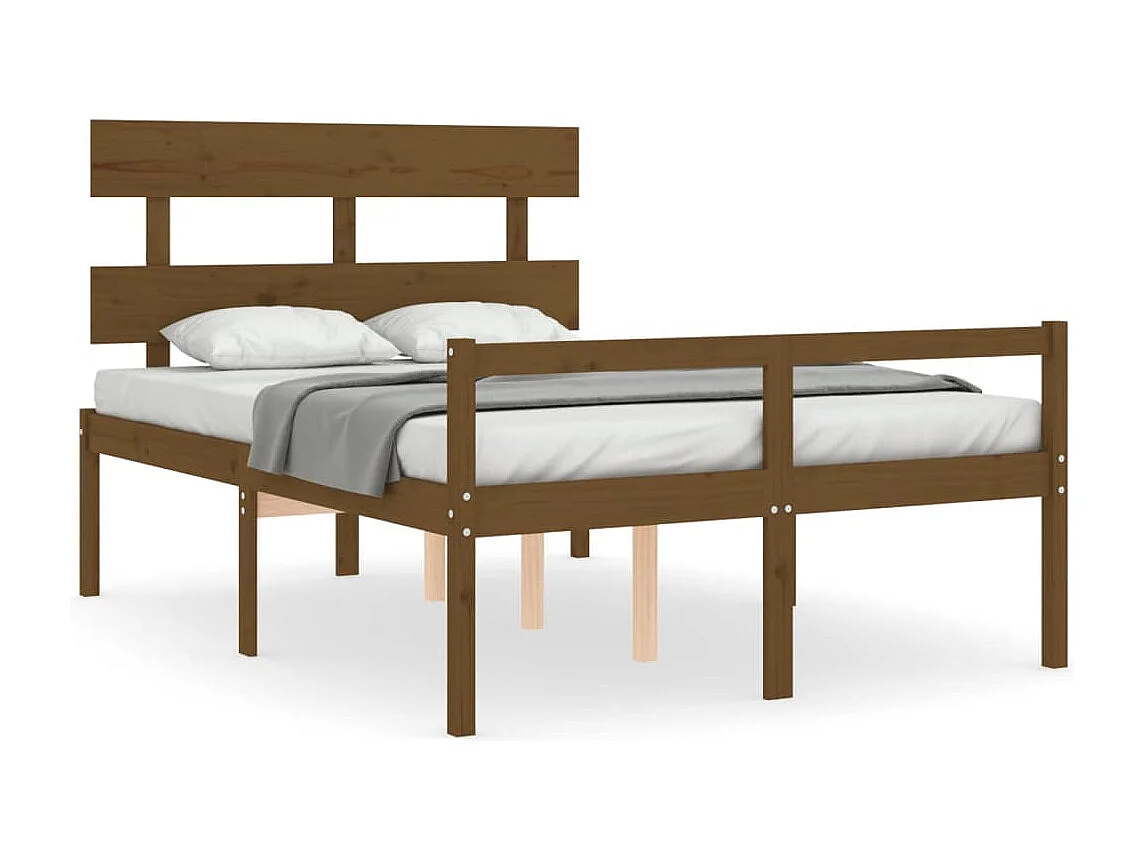 Cama para idosos c/ cabeceira 140x200 cm madeira castanho-mel