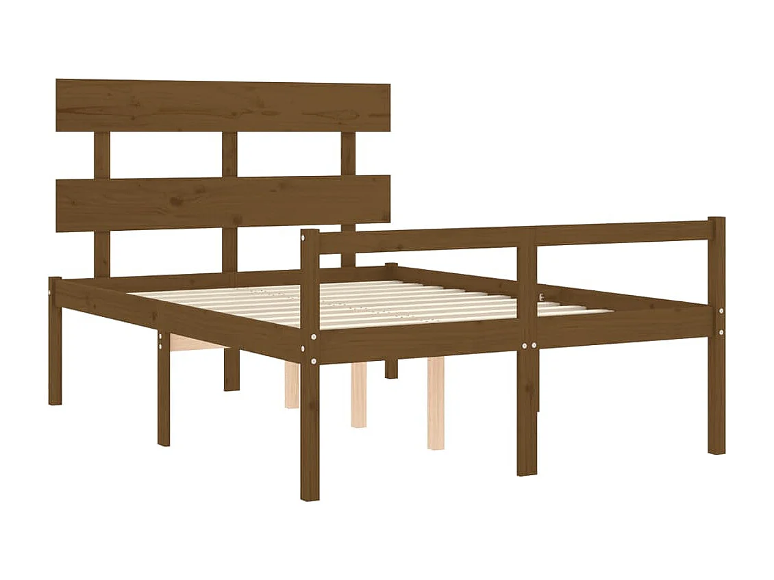 Cama para idosos c/ cabeceira 140x200 cm madeira castanho-mel