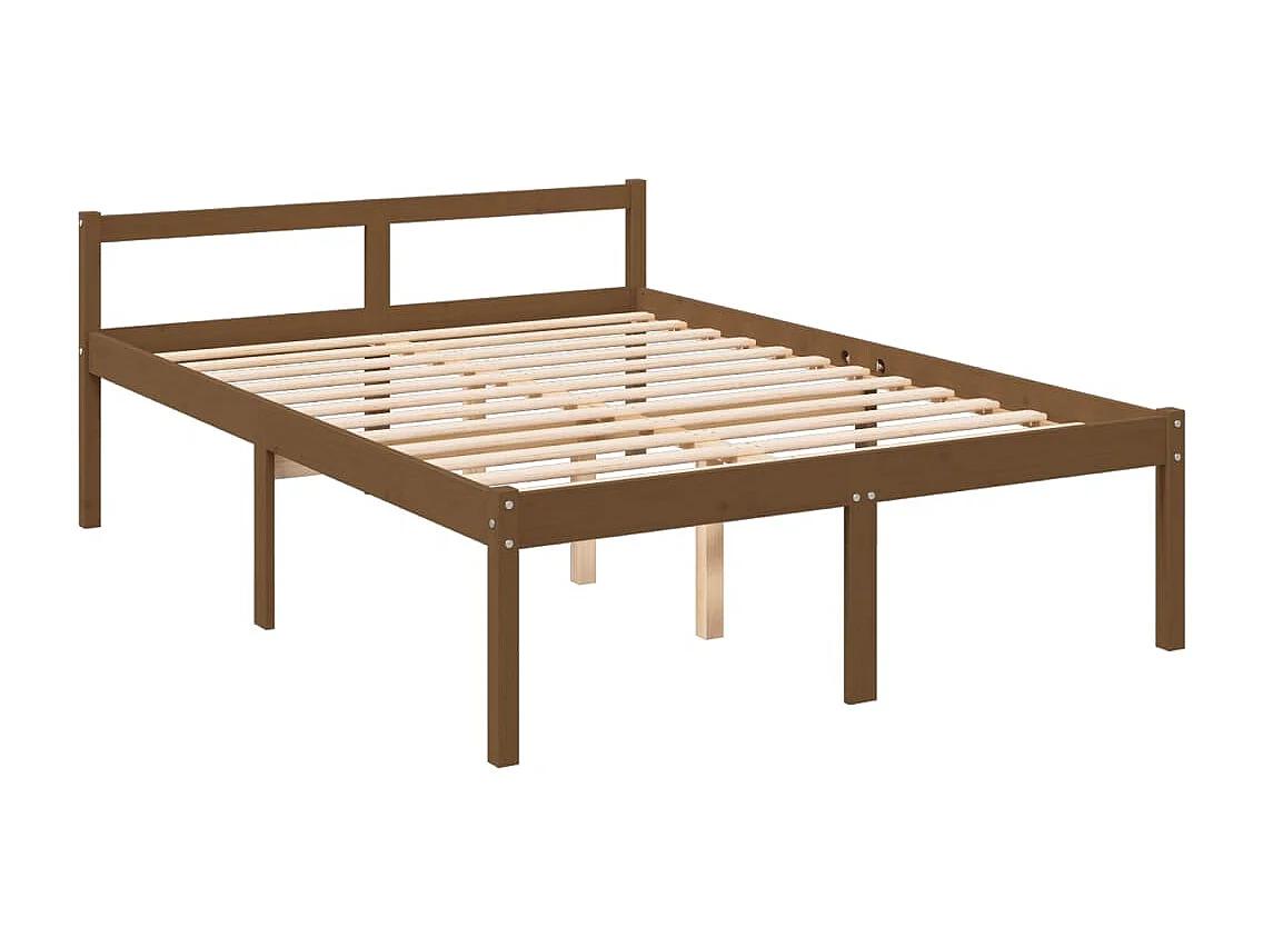 Cama para idosos c/ cabeceira 140x200 cm madeira castanho-mel
