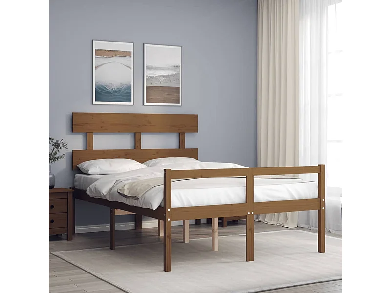Cama para idosos c/ cabeceira 140x200 cm madeira castanho-mel