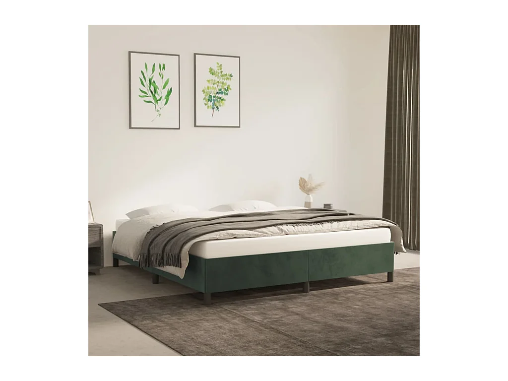 Bettgestell ohne Matratze Dunkelgrün 180x200 cm Samt