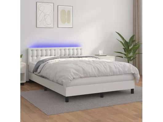 Kauf Unique Boxspringbett mit Matratze & LED Weiß 140x200 cm Kunstleder