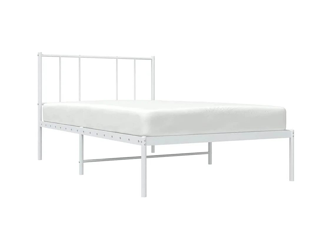 Bettgestell mit Kopfteil Metall Weiß 100x200 cm