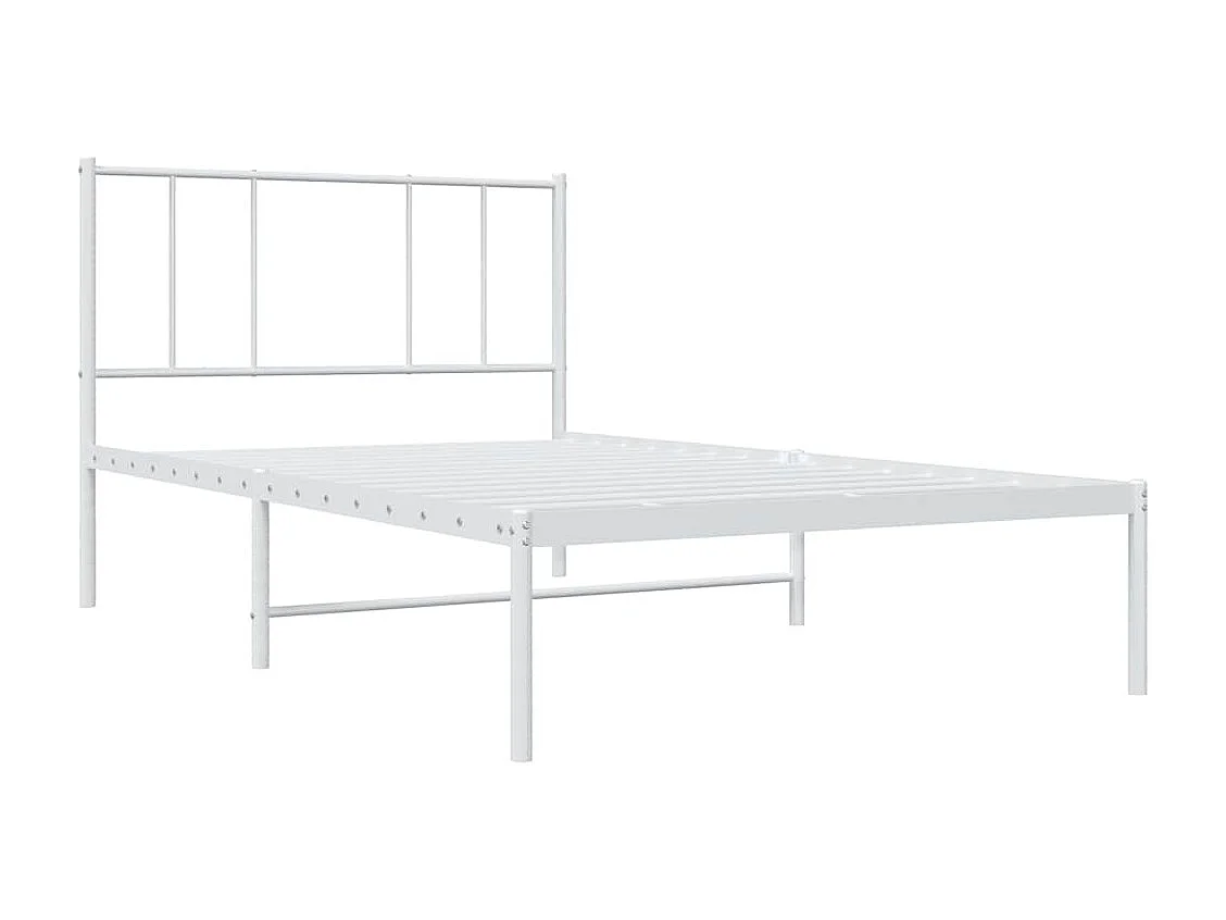 Cadre de lit métal sans matelas et tête de lit blanc 100x200 cm
