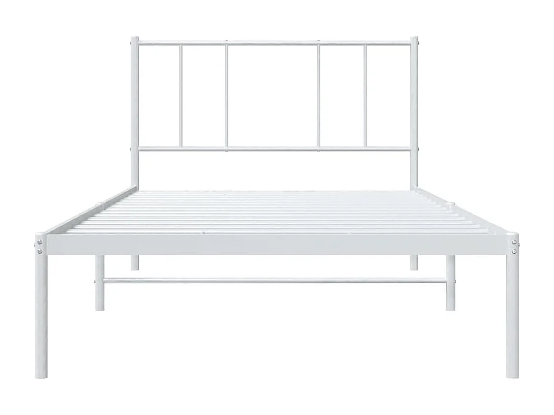 Cadre de lit métal sans matelas et tête de lit blanc 100x200 cm