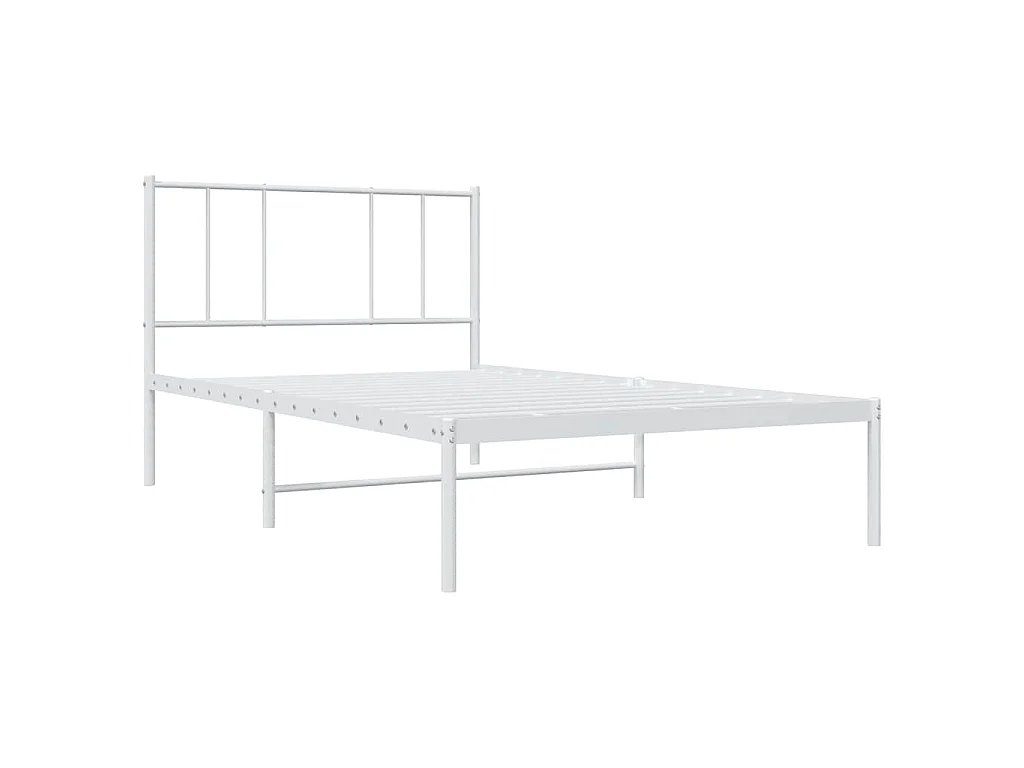 Cadre de lit métal sans matelas et tête de lit blanc 100x200 cm
