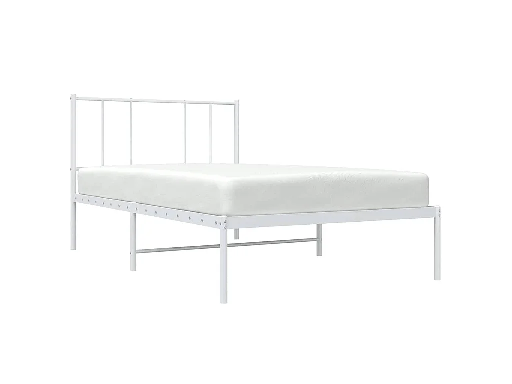 Cadre de lit métal sans matelas et tête de lit blanc 100x200 cm