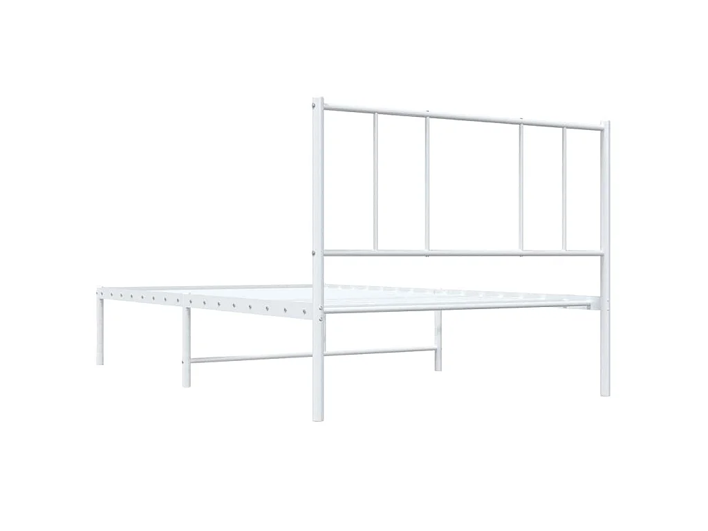 Cadre de lit métal sans matelas et tête de lit blanc 100x200 cm