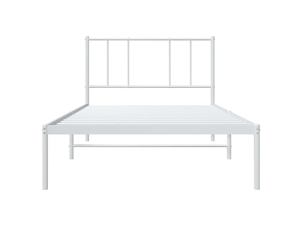 Cadre de lit métal sans matelas et tête de lit blanc 100x200 cm