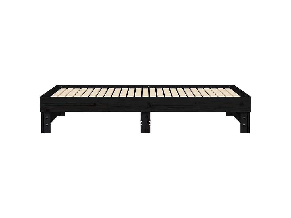 Lit coulissant sans matelas noir 2x(90x190) cm