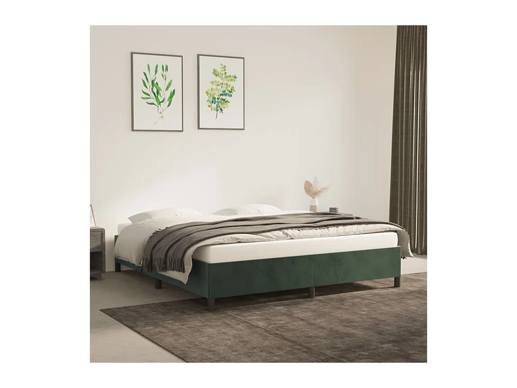 Cadre de lit sans matelas vert foncé 160x200 cm velours
