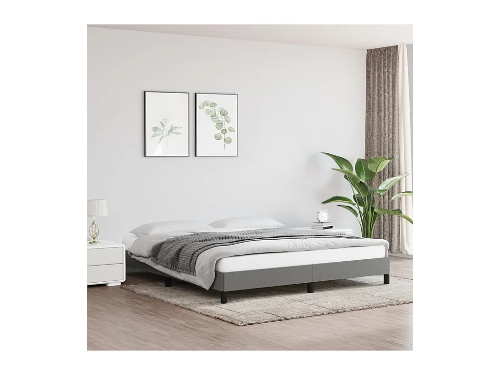 Cadre de lit sans matelas gris foncé 160x200 cm tissu