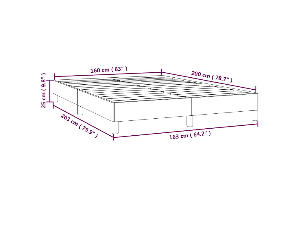 Cadre de lit sans matelas gris foncé 160x200 cm tissu