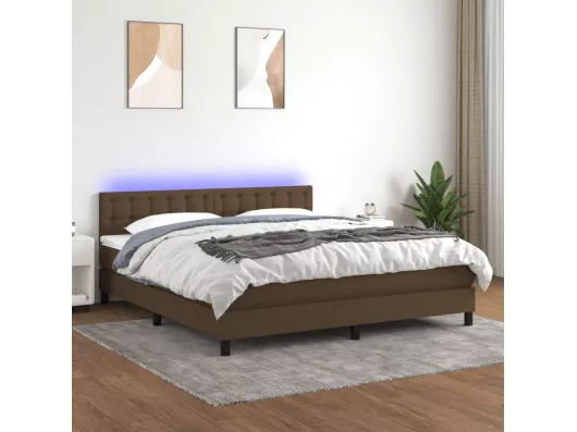 Kauf Unique Boxspringbett mit Matratze & LED Dunkelbraun 180x200 cm Stoff