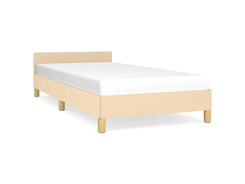 Cadre de lit avec tête de lit sans matelas crème 80x200cm tissu