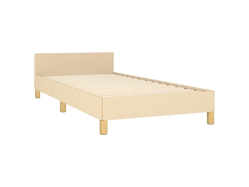 Cadre de lit avec tête de lit sans matelas crème 80x200cm tissu