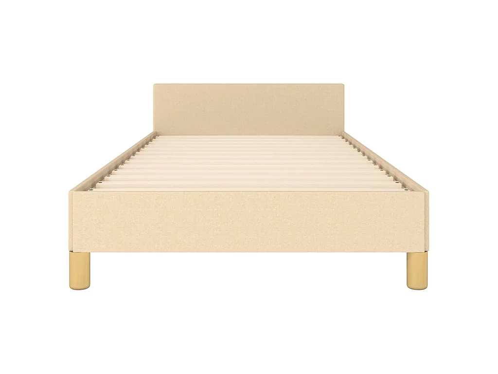 Cadre de lit avec tête de lit sans matelas crème 80x200cm tissu