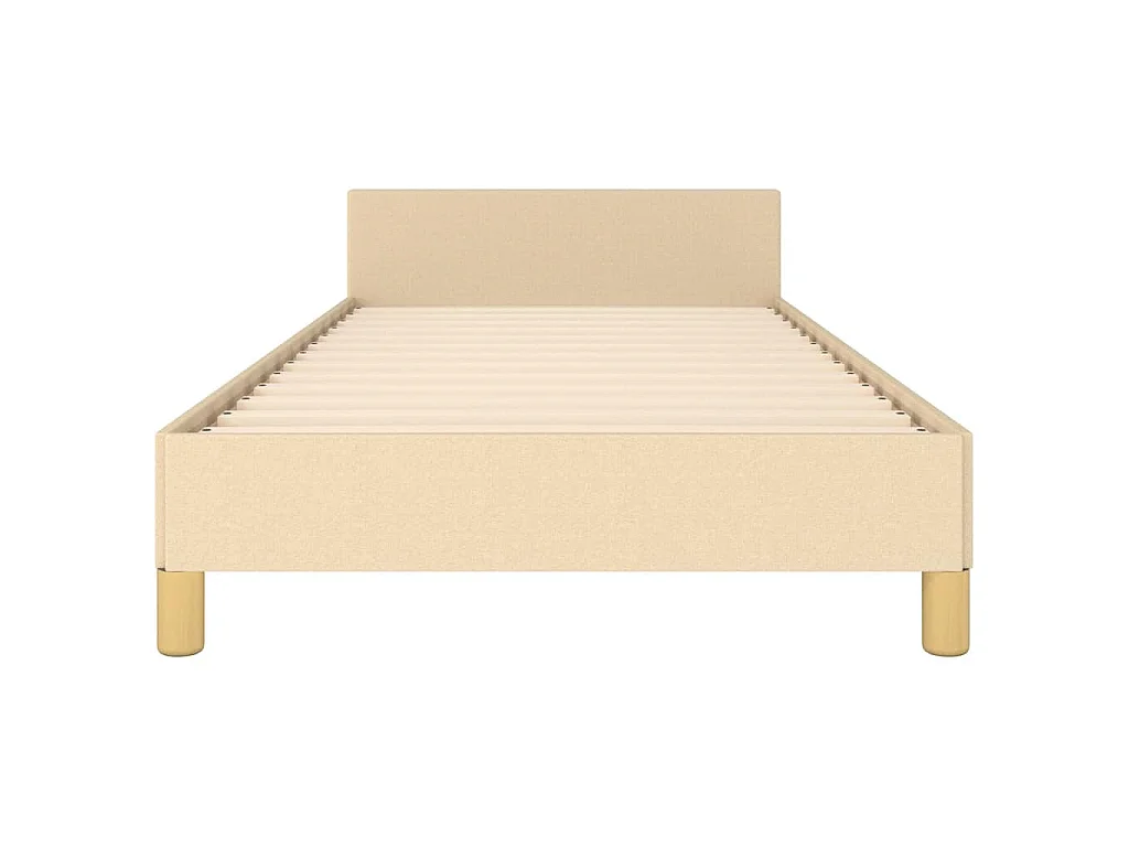 Estructura de cama con cabecero sin colchón tela crema 80x200cm