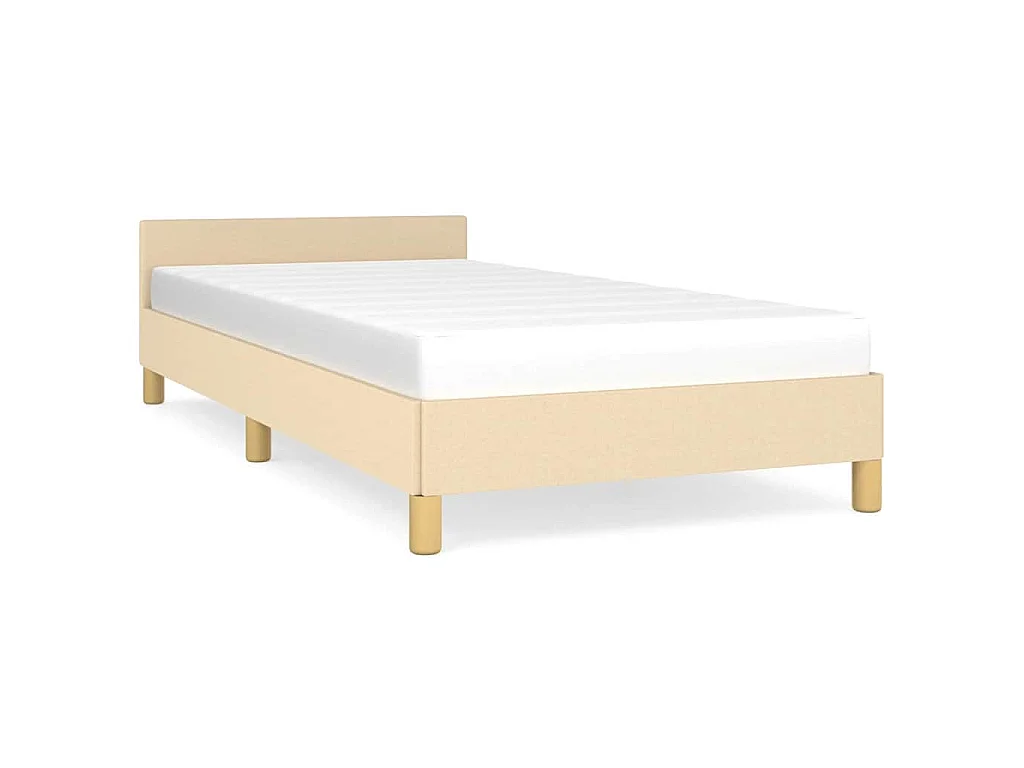 Estructura de cama con cabecero sin colchón tela crema 80x200cm