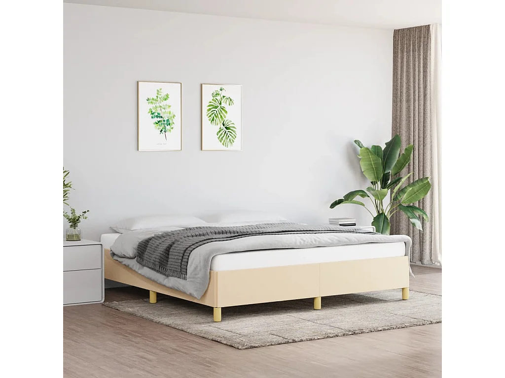 Cadre de lit sans matelas crème 160x200 cm tissu