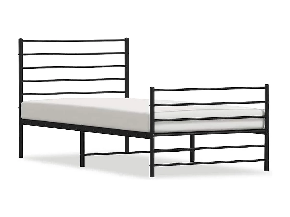 Cadre de lit métal sans matelas avec pied de lit noir 75x190 cm