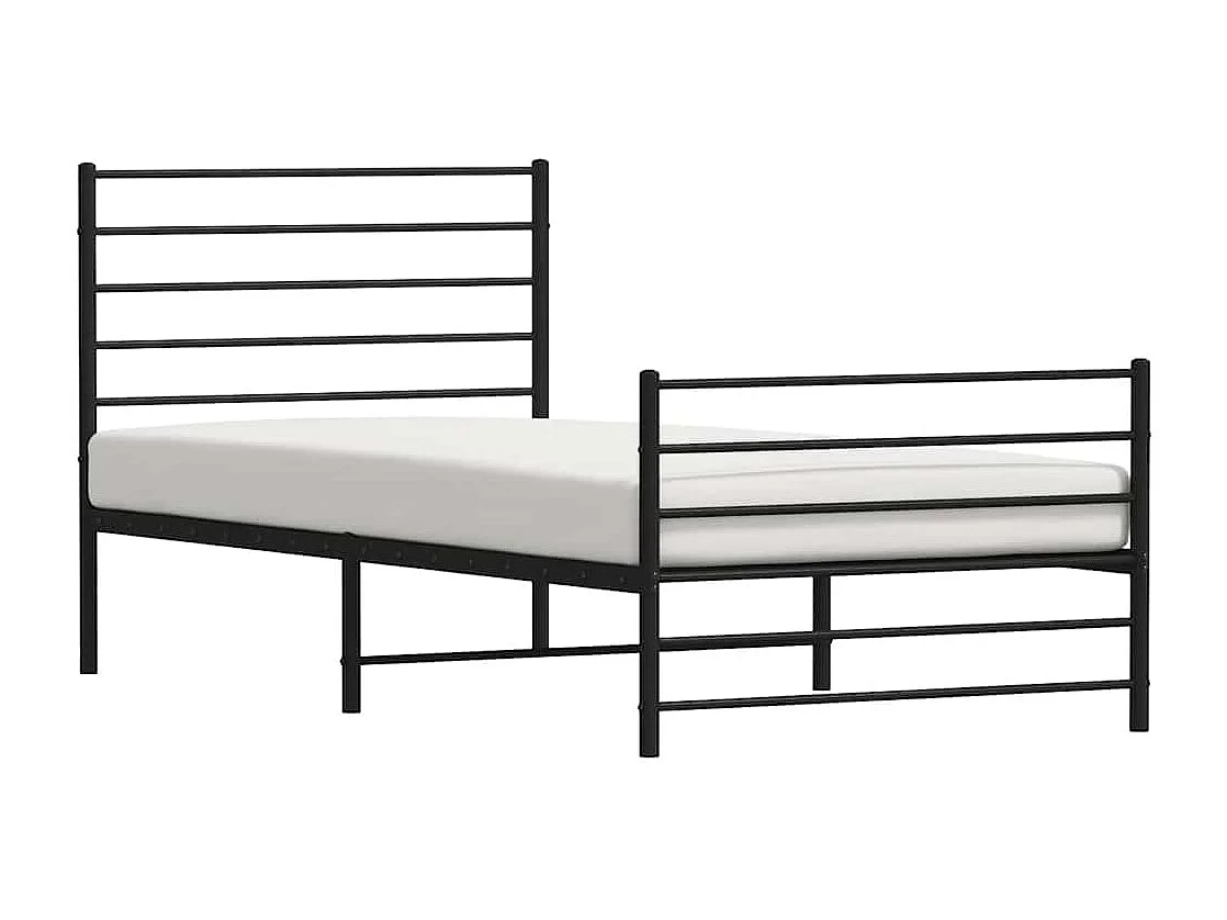 Cadre de lit métal sans matelas avec pied de lit noir 75x190 cm