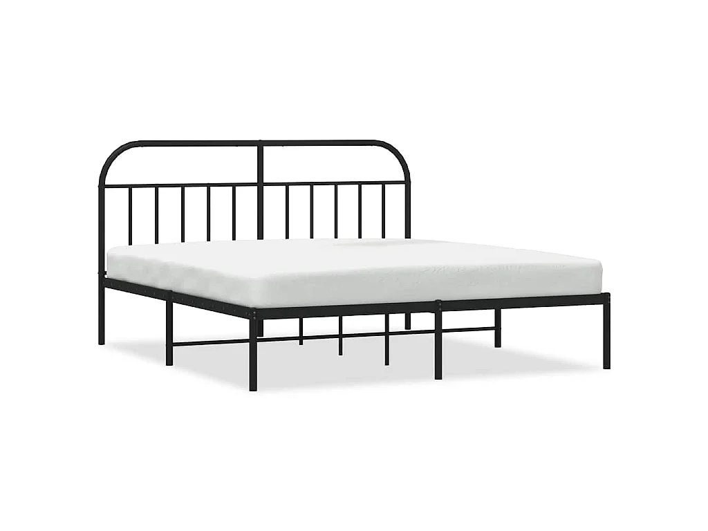Bedframe met hoofdbord metaal zwart 180x200 cm