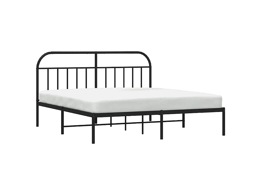 Bedframe met hoofdbord metaal zwart 180x200 cm