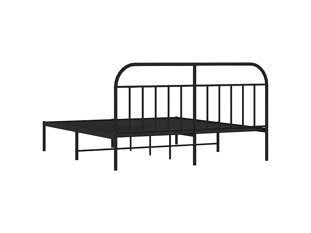 Bedframe met hoofdbord metaal zwart 180x200 cm