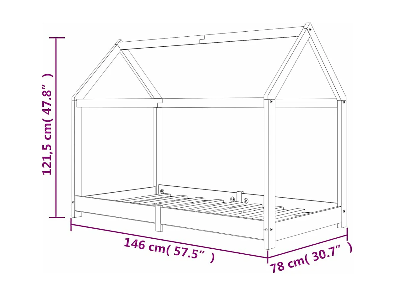 Kinderbedframe massief grenenhout grijs 70x140 cm