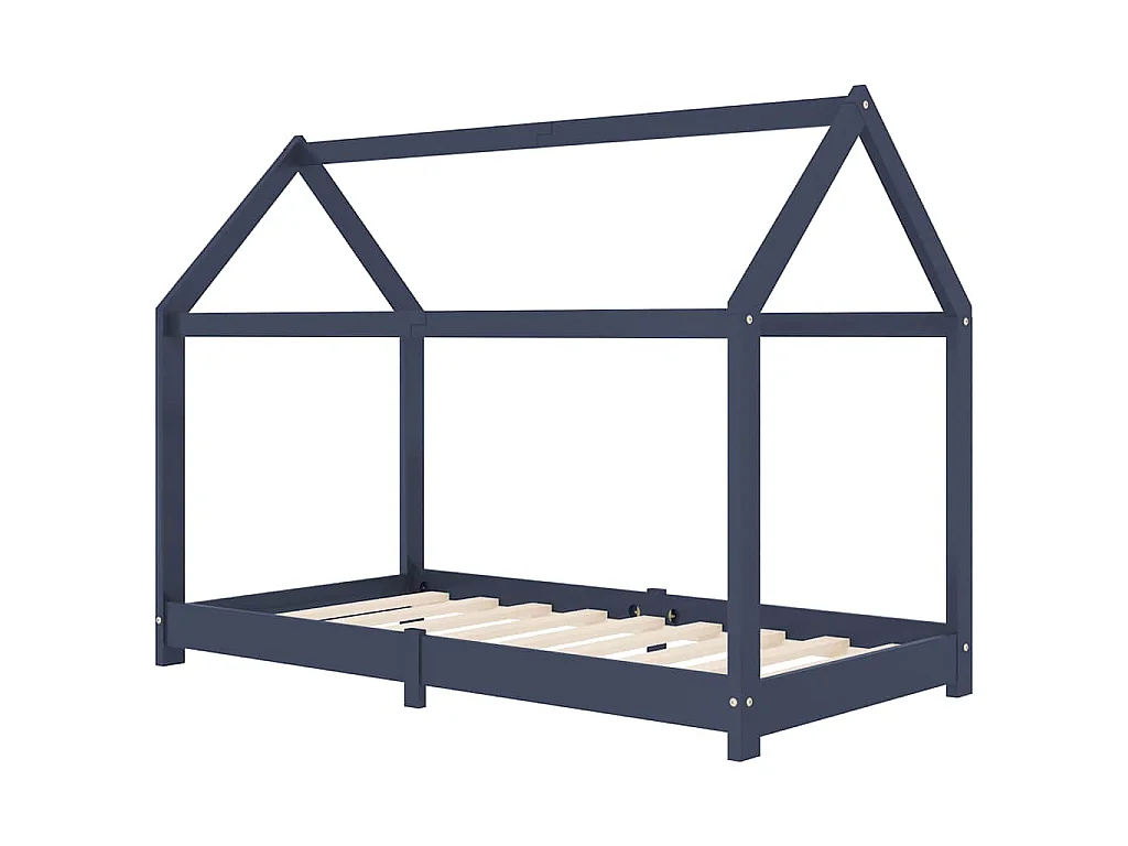 Cadre de lit d'enfant Gris Bois de pin massif 70x140 cm