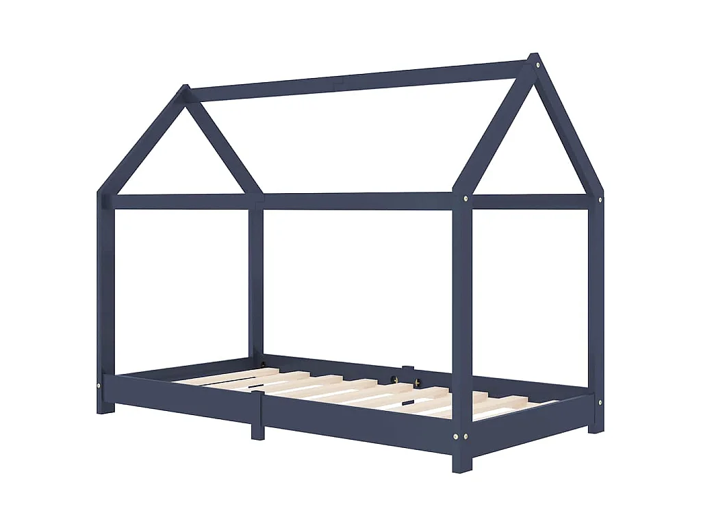 Cadre de lit d'enfant Gris Bois de pin massif 70x140 cm
