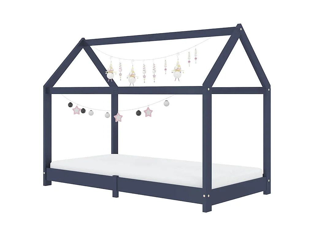 Cadre de lit d'enfant Gris Bois de pin massif 70x140 cm