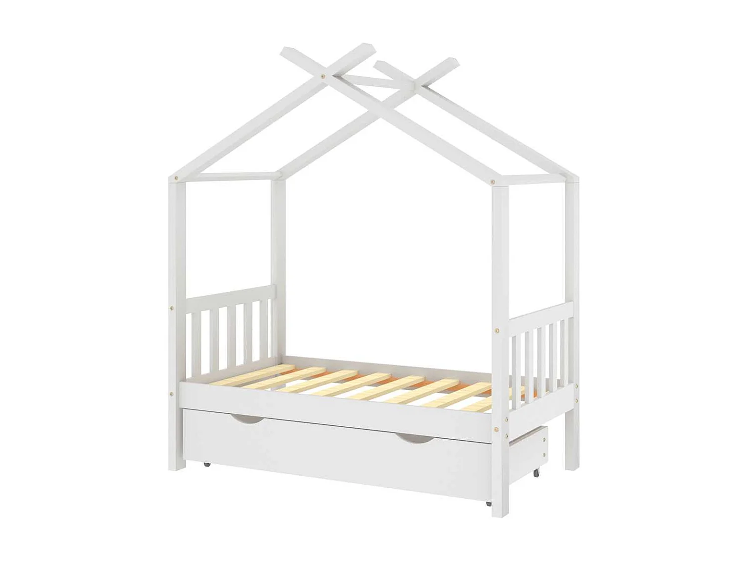 Cadre de lit enfant avec tiroir blanc pin massif 70x140 cm
