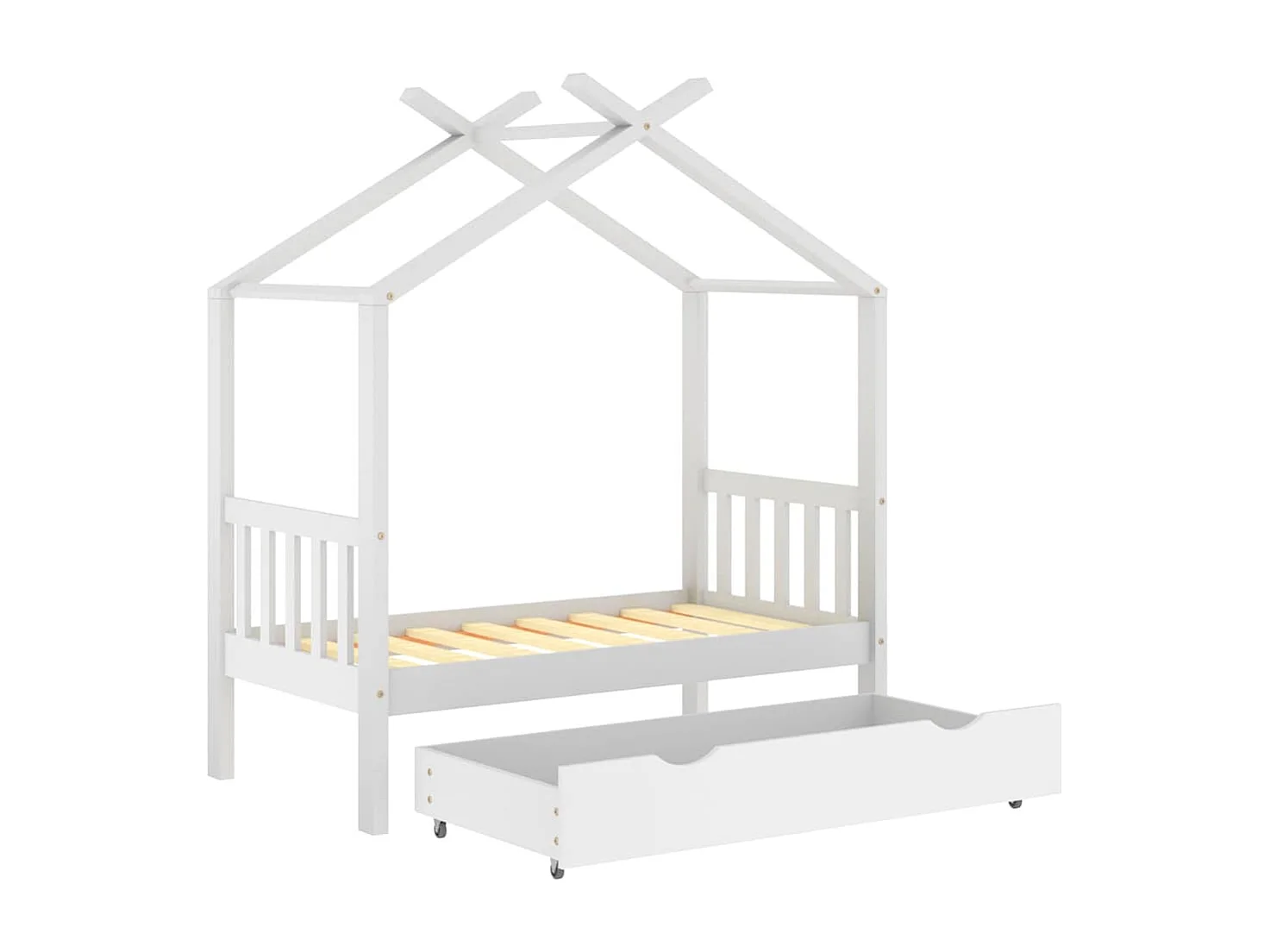 Cadre de lit enfant avec tiroir blanc pin massif 70x140 cm