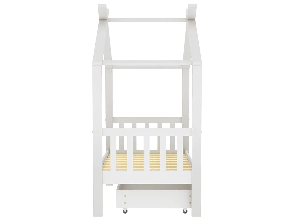 Cadre de lit enfant avec tiroir blanc pin massif 70x140 cm